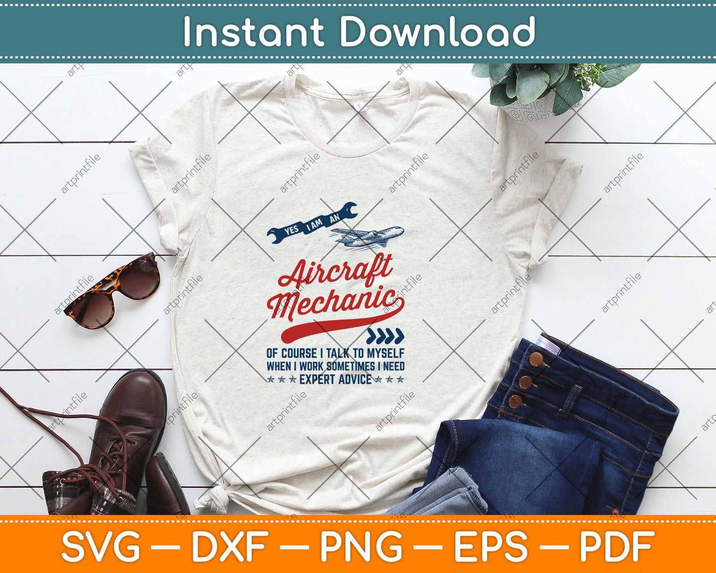 Yes I Am An Aircraft Mechanic Funny Vintage Svg Digital Cutting File
