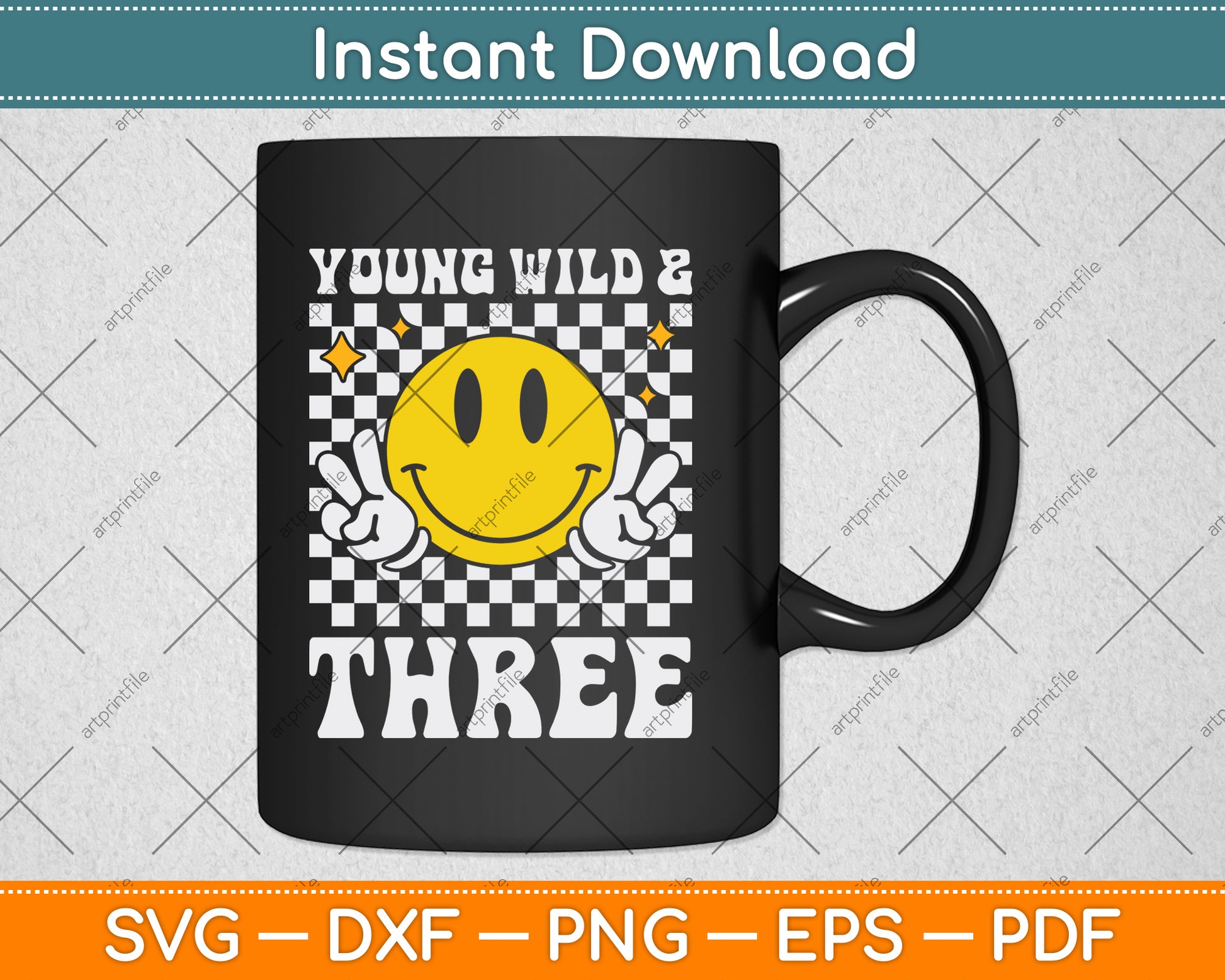 Young Wild and Three Gift Third Birthday Party Svg Digital Cutting File