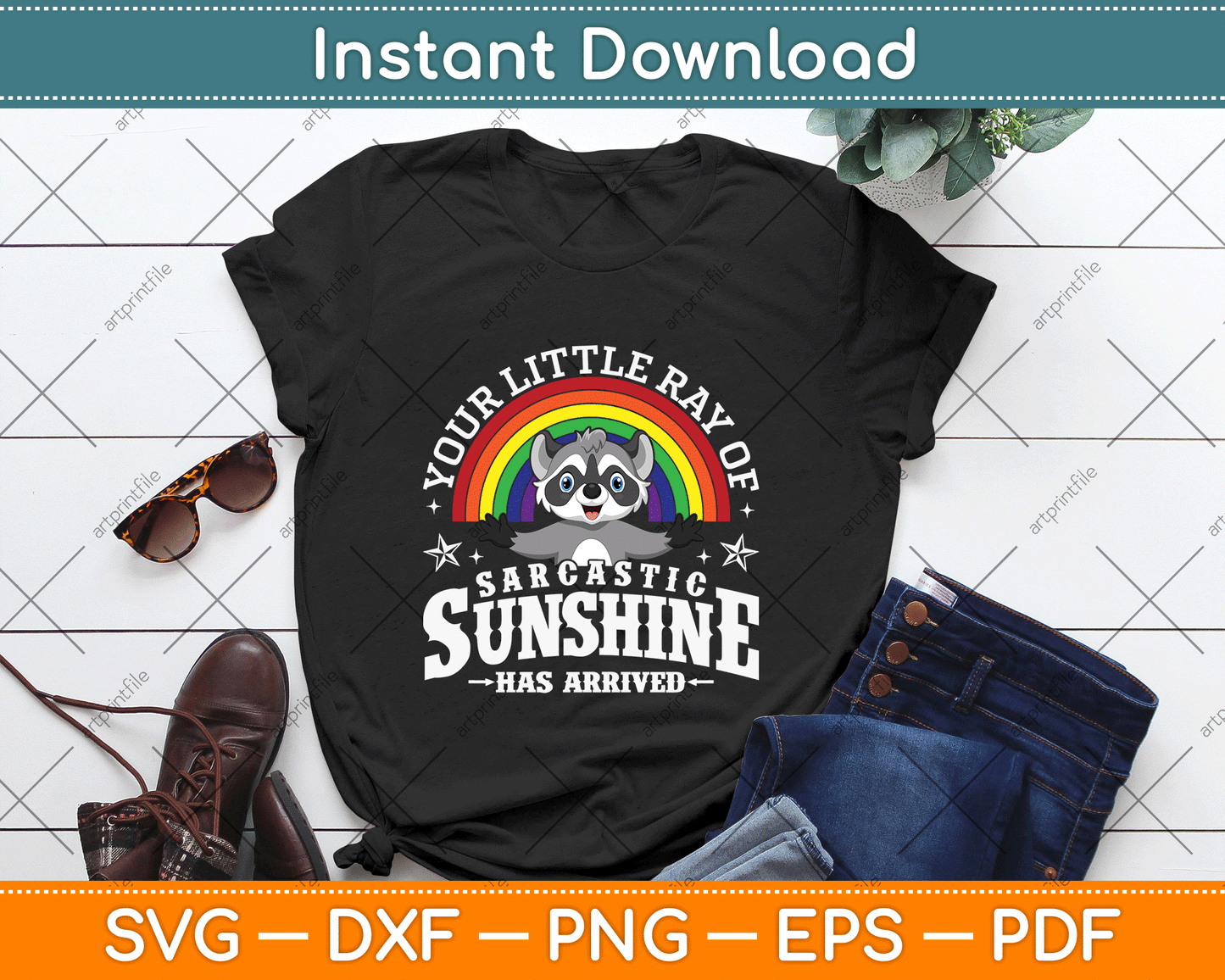 Your Little Ray of Sarcastic Sunshine Has Arrived Raccoon SVG Digital Cutting File