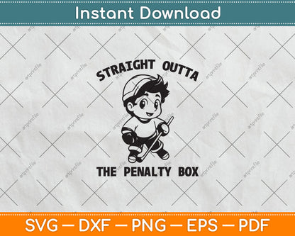 Youth Ice Hockey Funny Straight Outta Penalty Box Boys Svg Digital Cutting File
