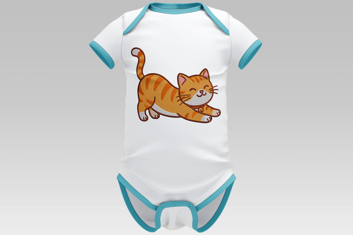 Cute Orange Cat Embroidery Design, Adorable Stretching Cat Machine Embroidery Pattern, Cute Tabby Cat Embroidery Design