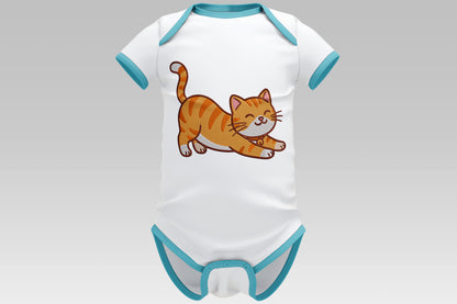 Cute Orange Cat Embroidery Design, Adorable Stretching Cat Machine Embroidery Pattern, Cute Tabby Cat Embroidery Design
