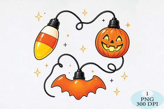 Halloween Pumpkin Bat Lights PNG