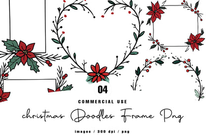 Christmas Doodles Frame PNG Bundle