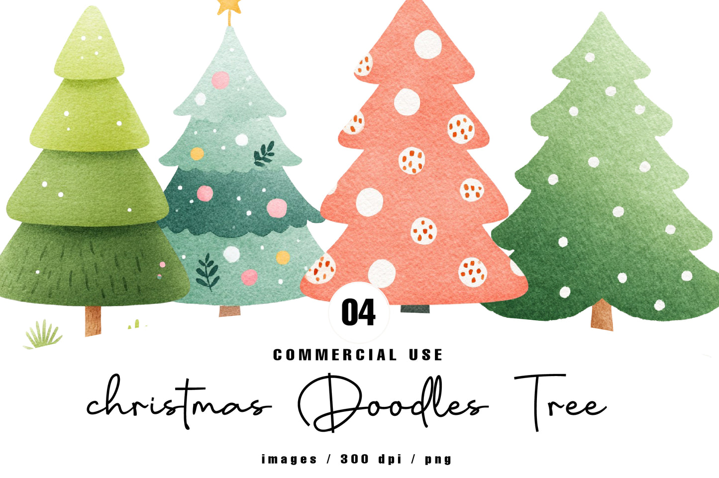 Christmas Doodles Tree Clipart PNG
