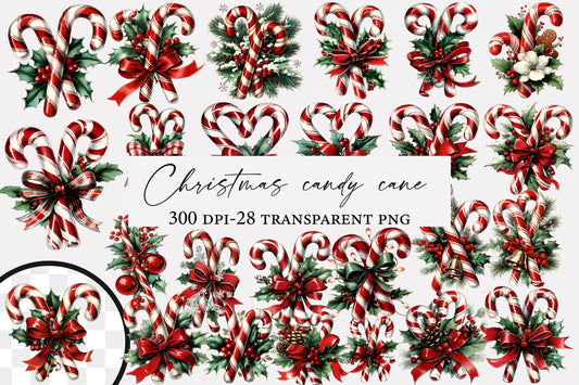 Christmas Candy Cane Clipart PNG Candy Cane Sublimation Bundle