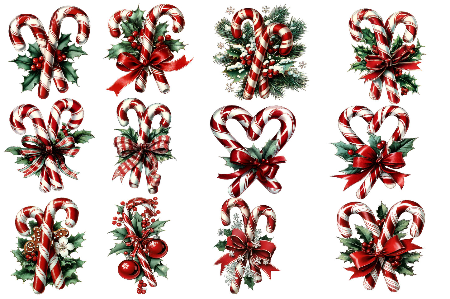 Christmas Candy Cane Clipart PNG Candy Cane Sublimation Bundle