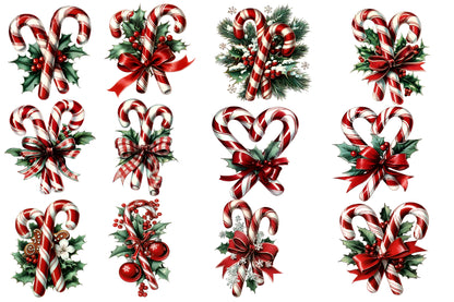 Christmas Candy Cane Clipart PNG Candy Cane Sublimation Bundle