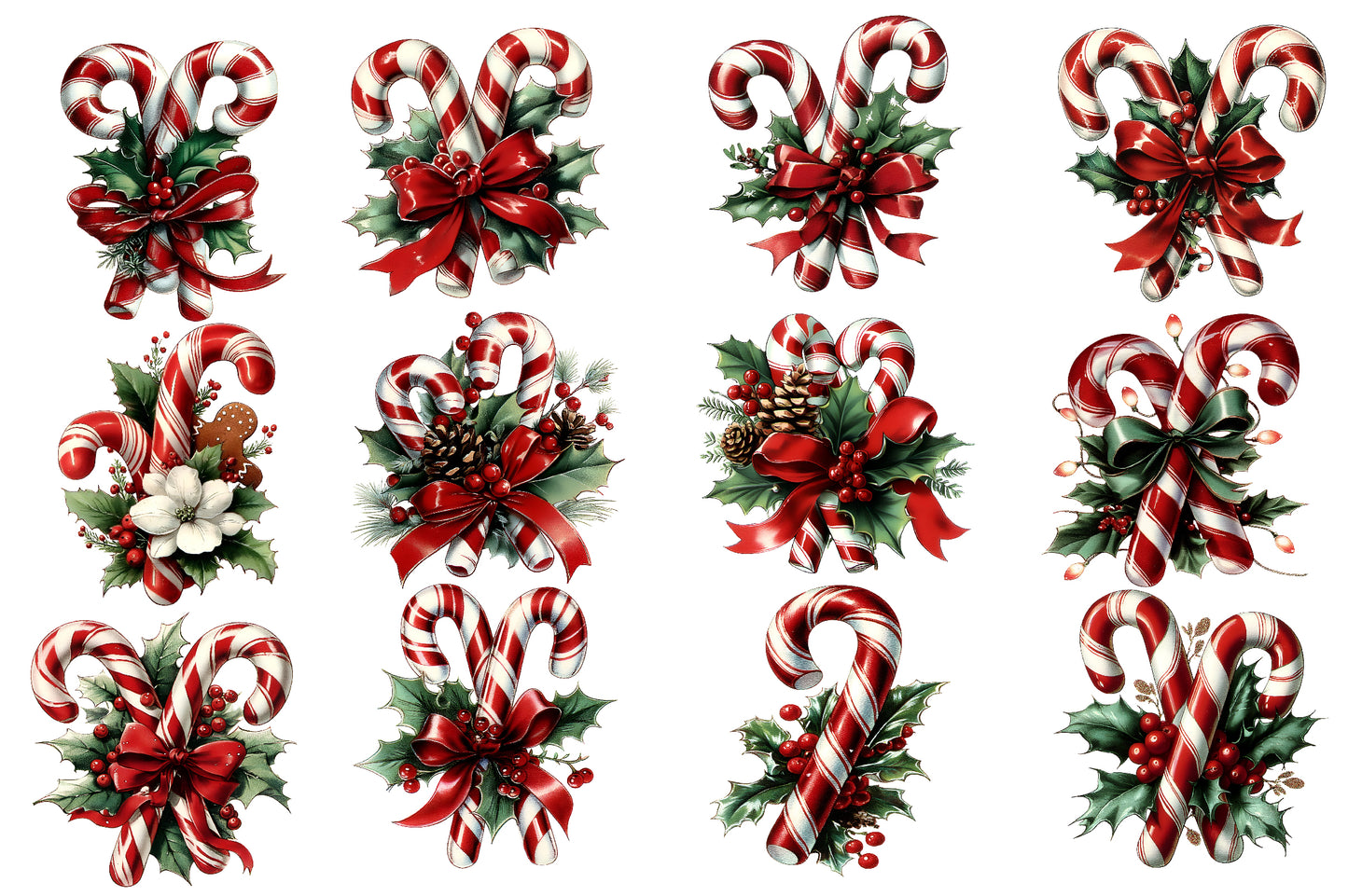 Christmas Candy Cane Clipart PNG Candy Cane Sublimation Bundle