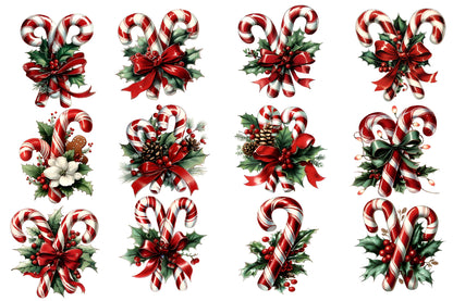 Christmas Candy Cane Clipart PNG Candy Cane Sublimation Bundle