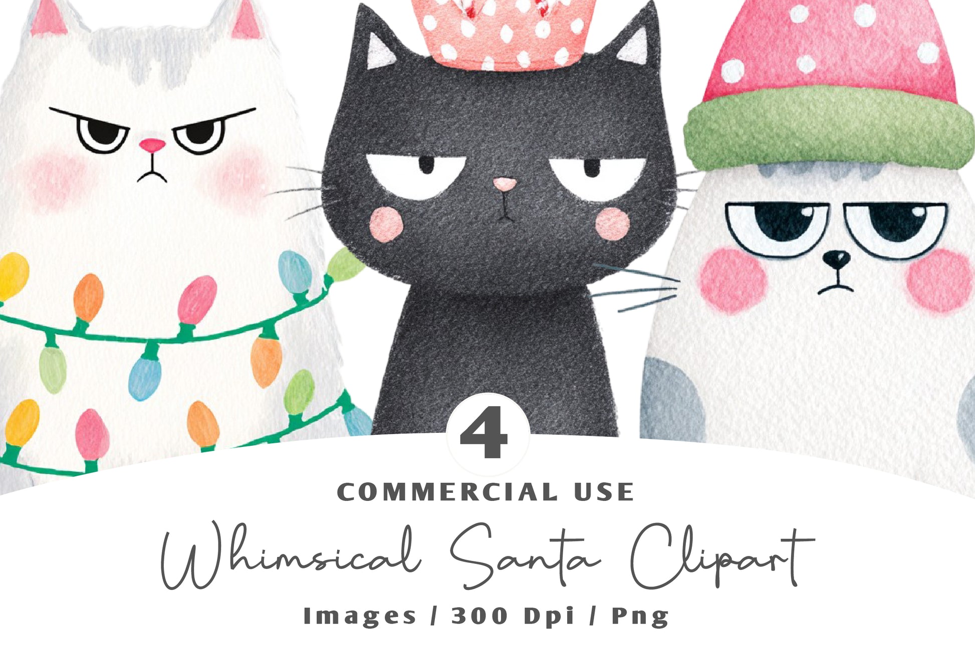 Cute Christmas Cat Clipart PNG