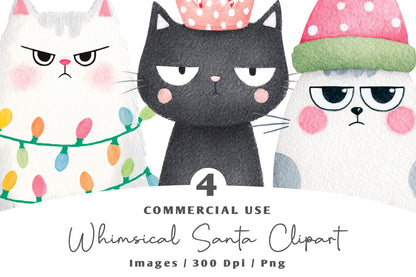 Cute Christmas Cat Clipart PNG