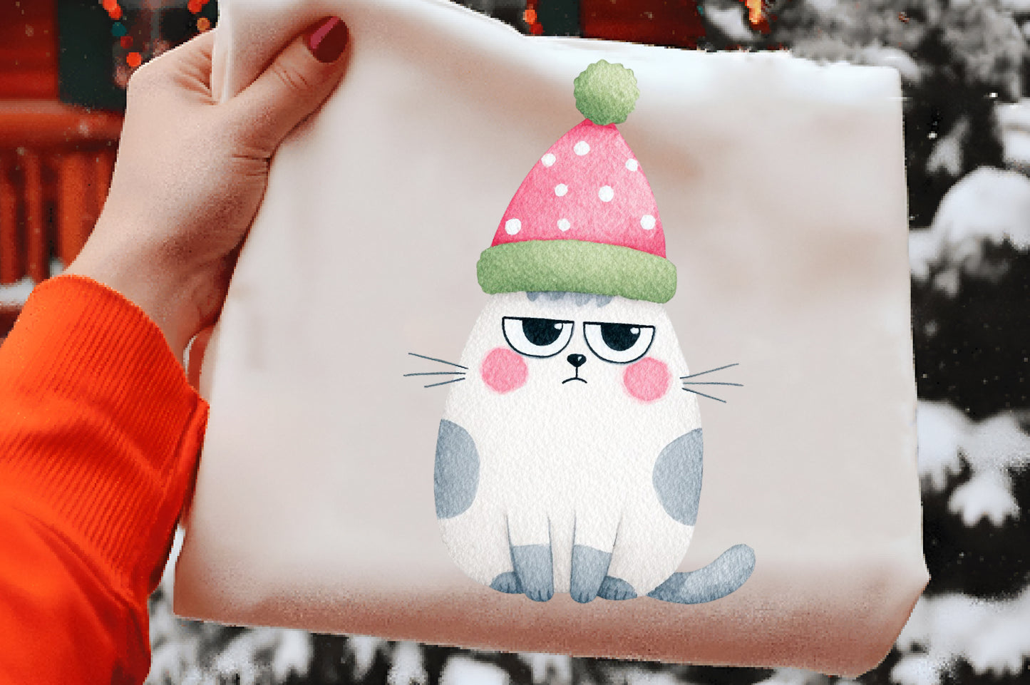 Cute Christmas Cat Clipart PNG