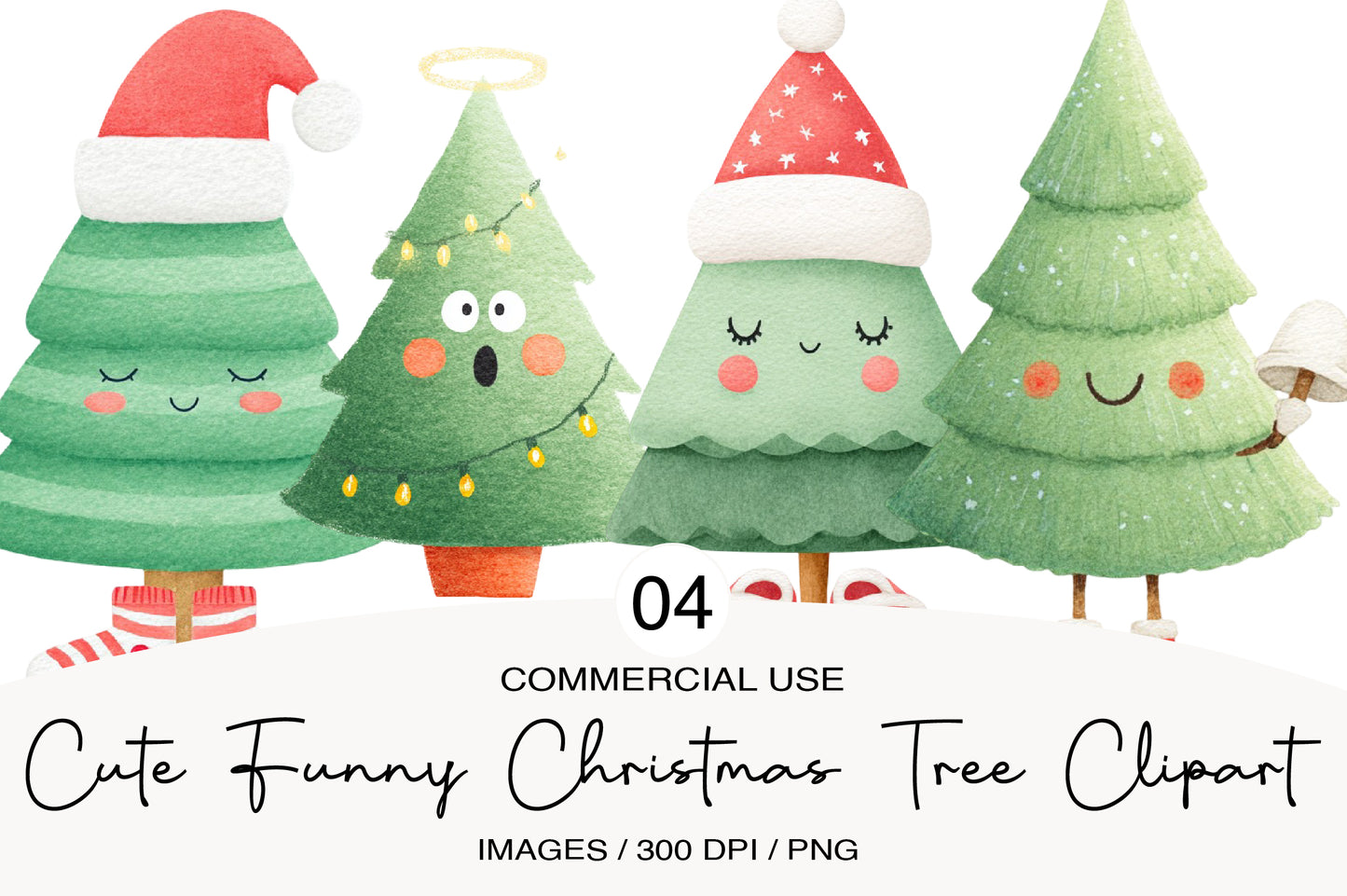 Cute Funny Christmas Tree Clipart PNG