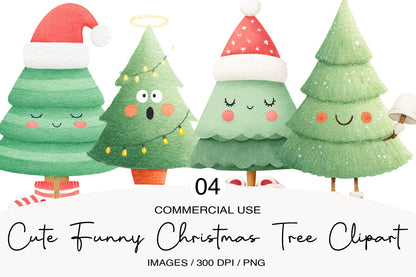 Cute Funny Christmas Tree Clipart PNG