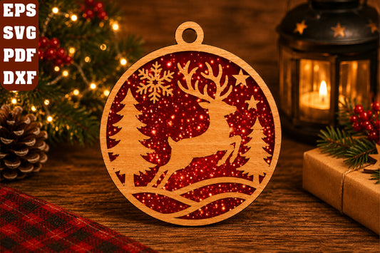 Reindeer Christmas Ornament Laser Cut SV