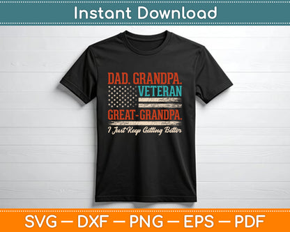 Grandpa Veteran Great Grandpa USA Flag Papa Father's Day SVG Design