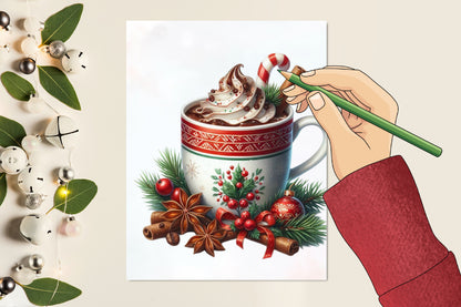 20 Christmas Coffee Cup PNG Clipart Bundle Watercolor Holiday Mug