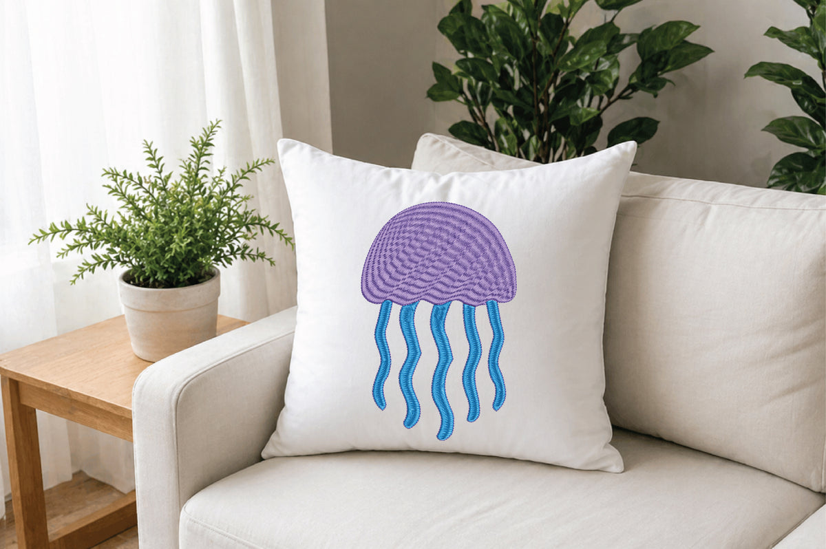 Cute Jellyfish Embroidery Design