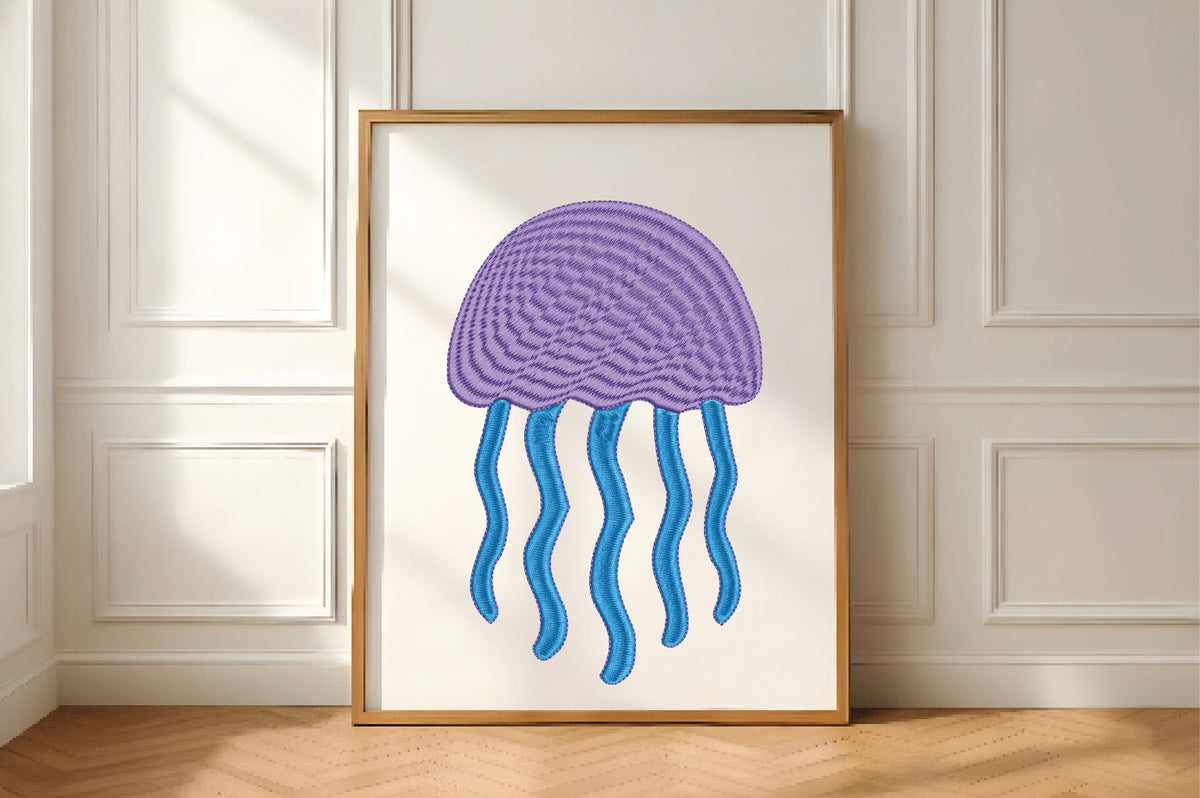 Cute Jellyfish Embroidery Design