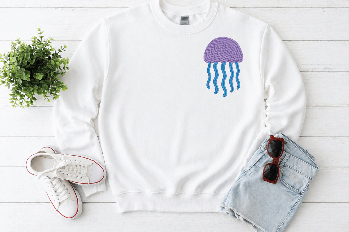 Cute Jellyfish Embroidery Design
