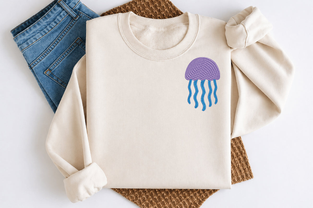 Cute Jellyfish Embroidery Design