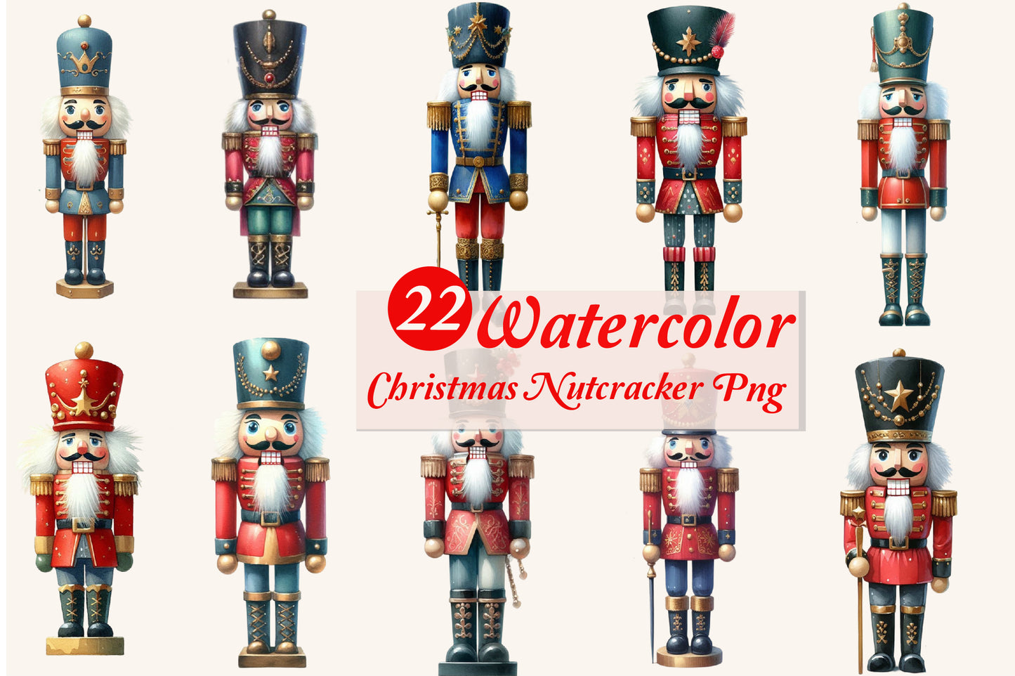Christmas Nutcracker PNG Bundle | Watercolor Christmas Nutcracker Soldier, Holiday Nutcracker & Vintage Christmas Clipart