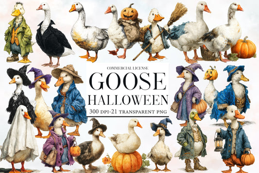 Goose Halloween Clipart PNG Bundle | Halloween Goose PNG, Witch Goose Clipart, Funny Goose Sublimation
