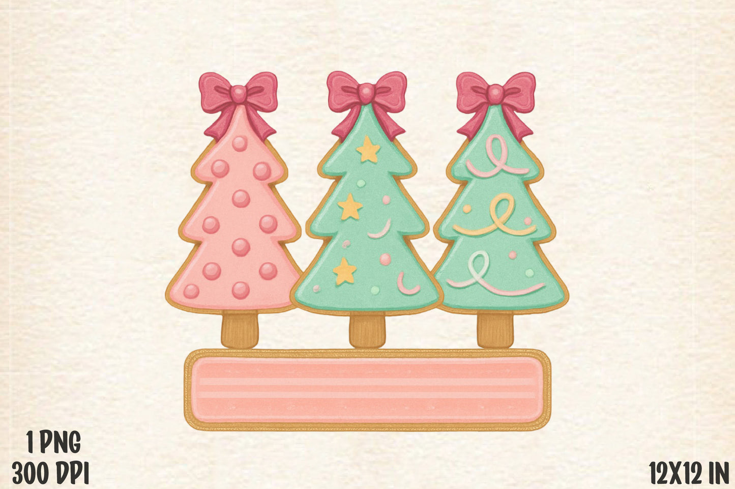 Cute Christmas Tree PNG Pink Green Pastel Holiday Sublimation