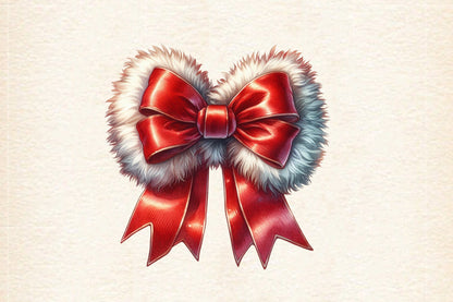 Christmas Red Bow PNG Festive Holiday Ribbon Clipart