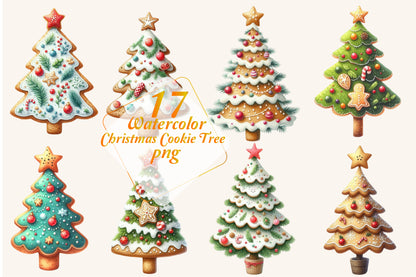 17 Watercolor Christmas Cookie Tree PNG Christmas Clipart