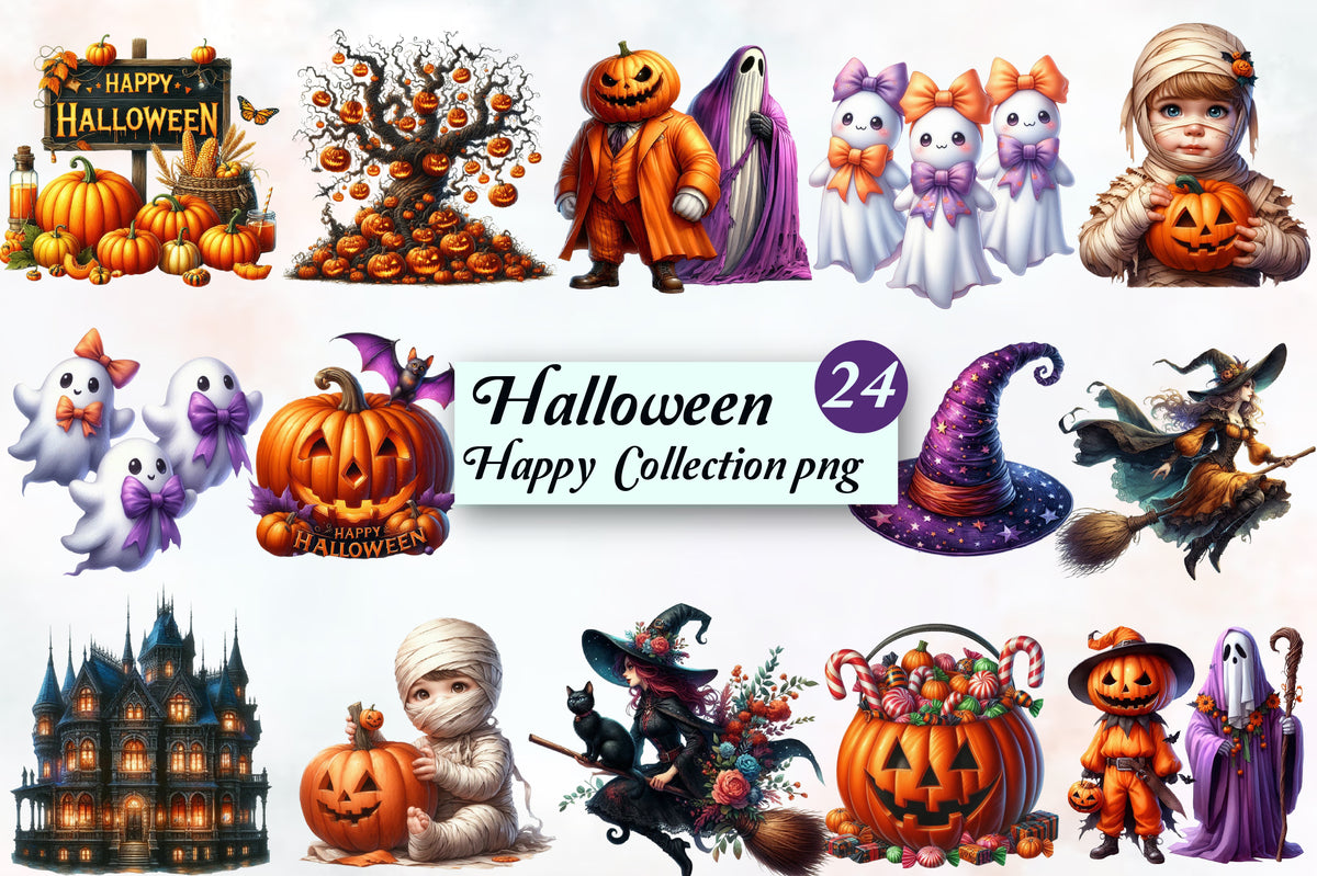 Halloween Happy Collection PNG Bundle Cute Spooky Halloween Clipart