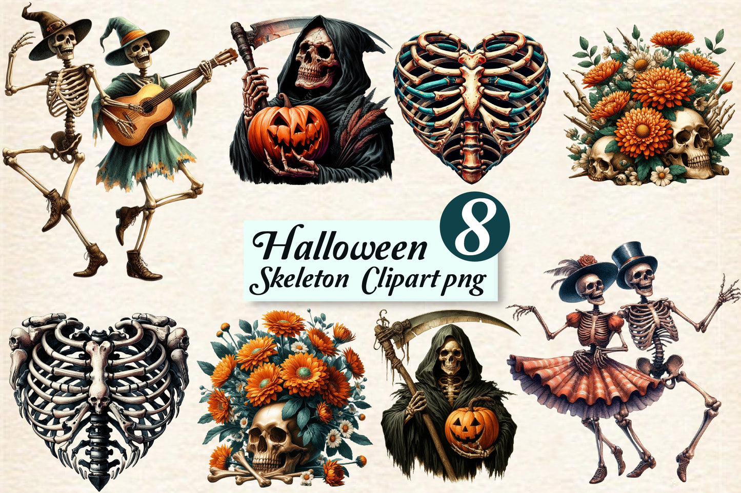 Halloween Skeleton Clipart PNG Spooky Skeletons & Skull Designs