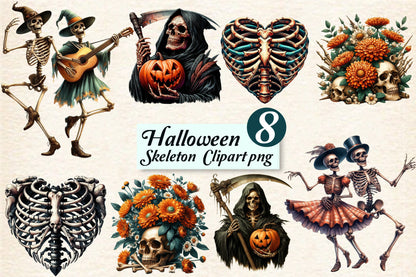 Halloween Skeleton Clipart PNG Spooky Skeletons & Skull Designs