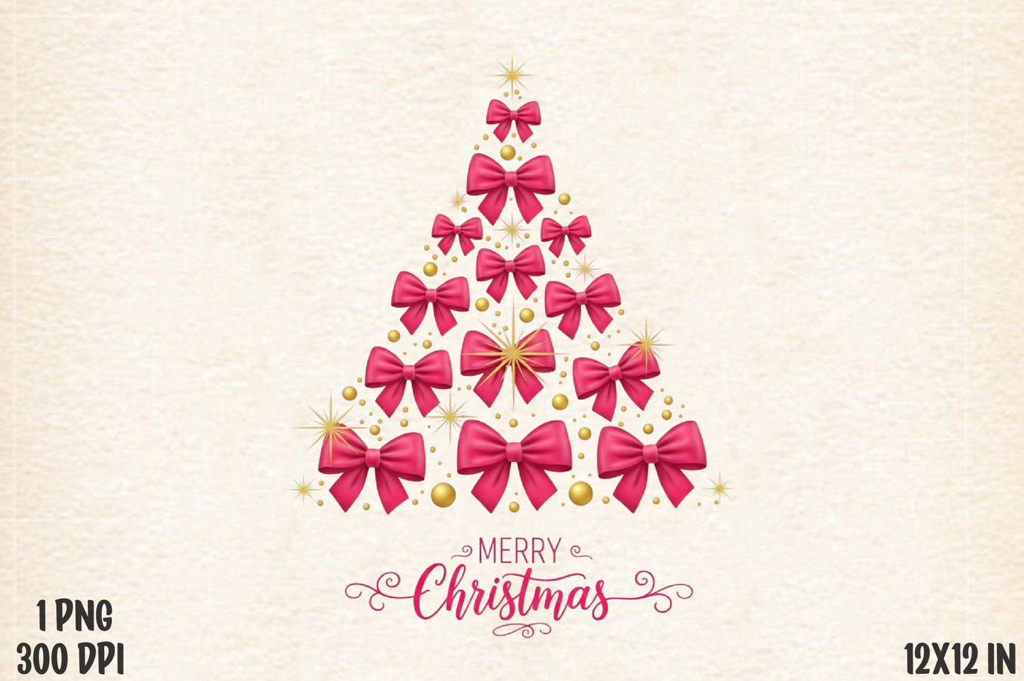 Pink Bow Christmas Tree Merry Christmas PNG