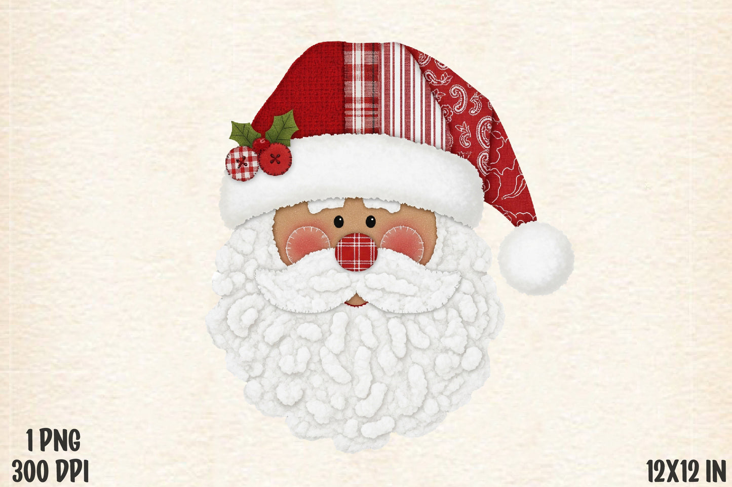 Cozy Santa Face Christmas Sublimation PNG