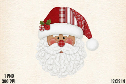 Cozy Santa Face Christmas Sublimation PNG