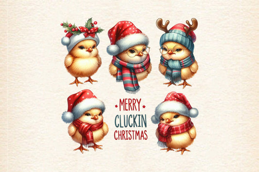 Merry Cluckin Christmas PNG Cute Christmas Chicken Sublimation Design