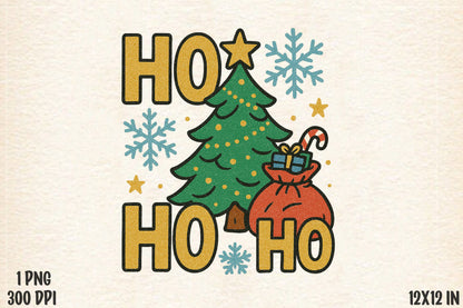 Christmas Ho Ho Ho Tree PNG Holiday Santa Gift Sublimation