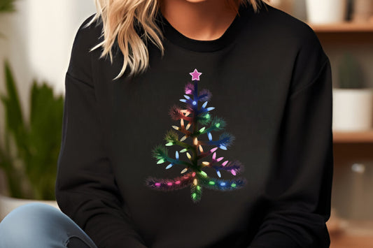 Christmas Light Tree Shirt Design PNG Holiday Christmas Lights Sublimation
