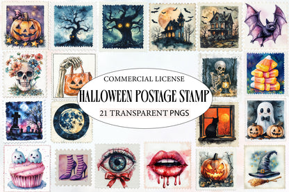Halloween Postage Stamp Clipart PNG | Vintage Halloween Stamps, Spooky Postage Stamp Digital Art,