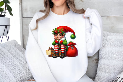 Watercolor Funny Christmas Clipart PNG Bundle | Cute Santa, Elf, Animals, Gifts & Holiday Designs
