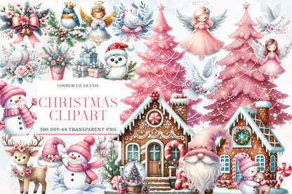 Christmas Clipart Bundle PNG | Watercolor Holiday Clipart Collection | Christmas Sublimation PNG Bundle