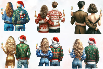 New Year Christmas PNG Bundle 18 Watercolor Celebration Clipart