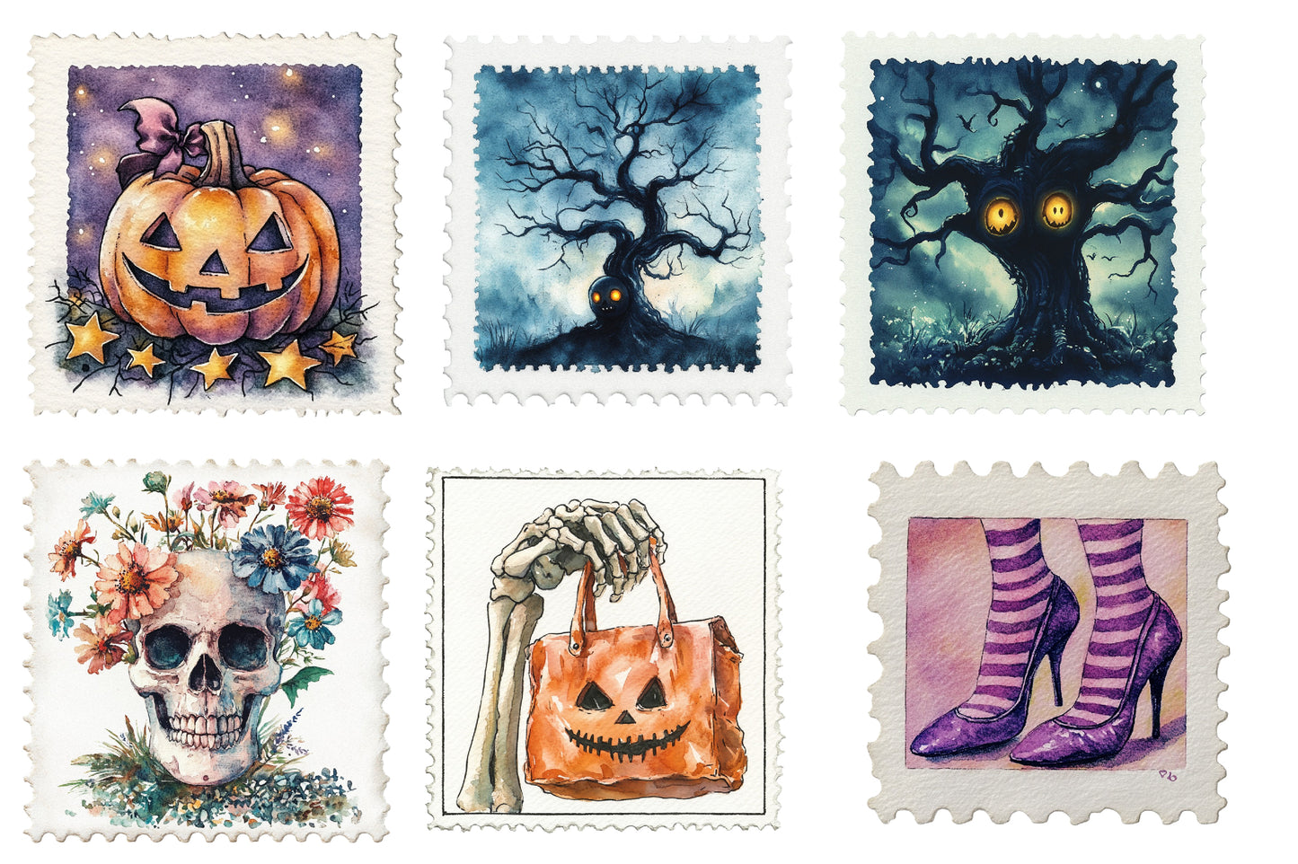 Halloween Postage Stamp Clipart PNG | Vintage Halloween Stamps, Spooky Postage Stamp Digital Art,