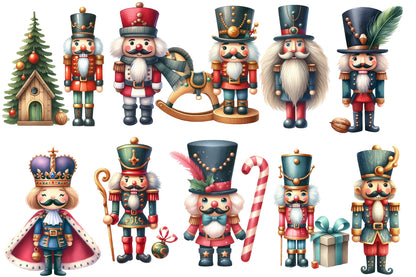 Christmas Nutcracker Clipart PNG Bundle | Watercolor Cute Nutcracker Christmas Clipart | Festive Holiday Sublimation PNG