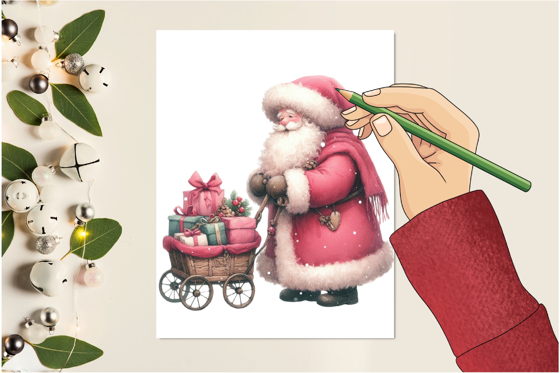 28 Christmas Pink Santa PNG Cute Pink Santa Claus Clipart