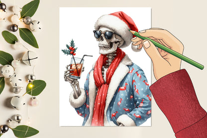 20 Watercolor Christmas Skeleton PNG Merry Christmas Skeleton Clipart