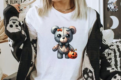 18 Halloween Scary Teddy Bear PNG Bundle Cute Spooky Bear Pumpkin Clipart