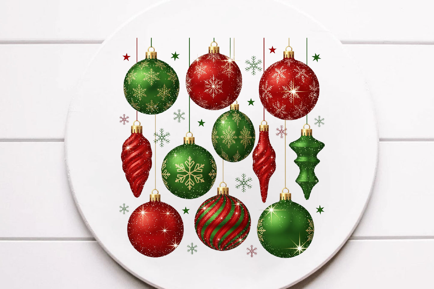 Christmas Ornaments PNG Red Green Holiday Sublimation